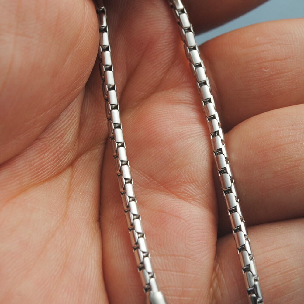 Wholesale New Stainless Steel Square Rolo Box Cylinder Chain Necklace Men Women