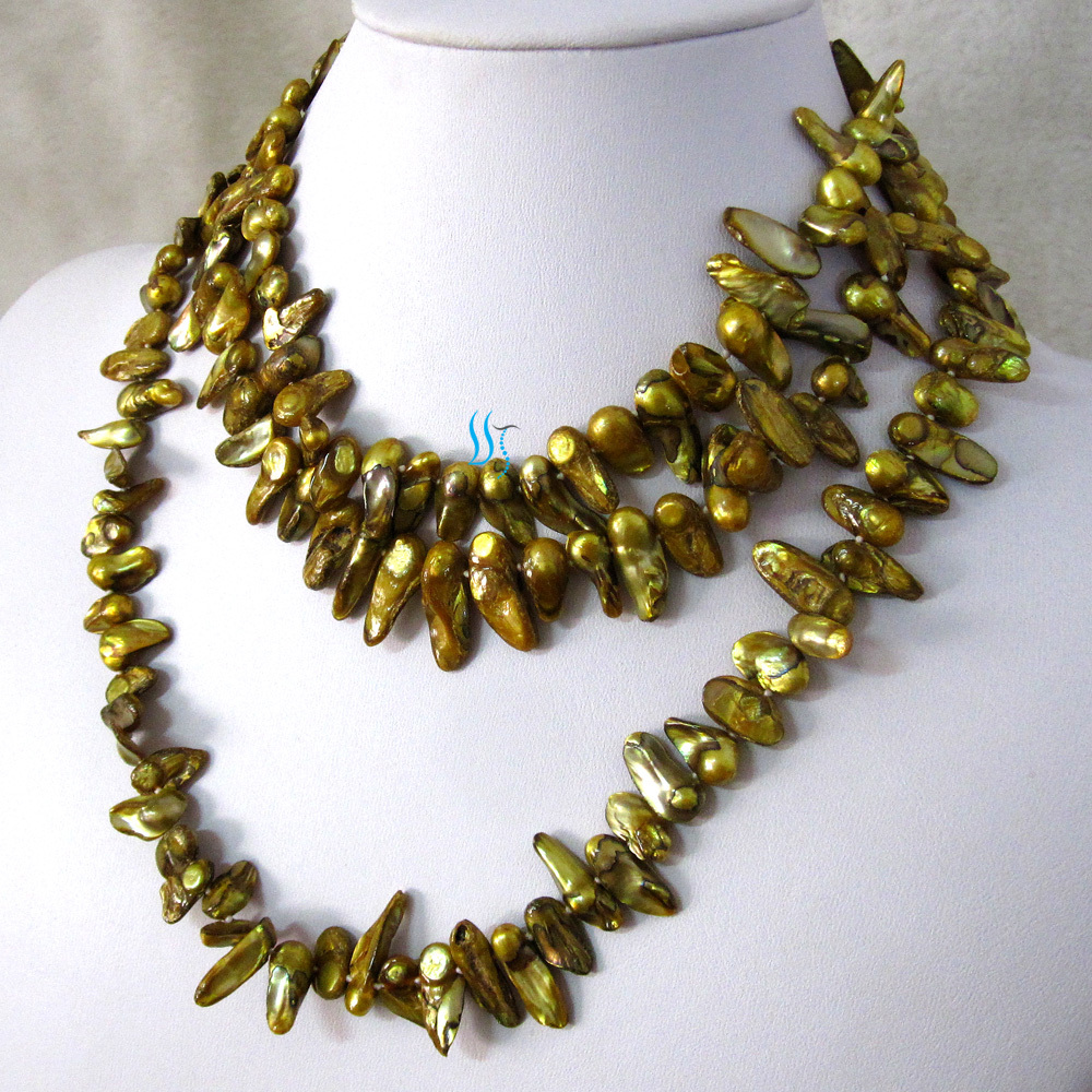 49″ 6-7mm Olive Baroque Mother of Freshwater Pearl Necklace
