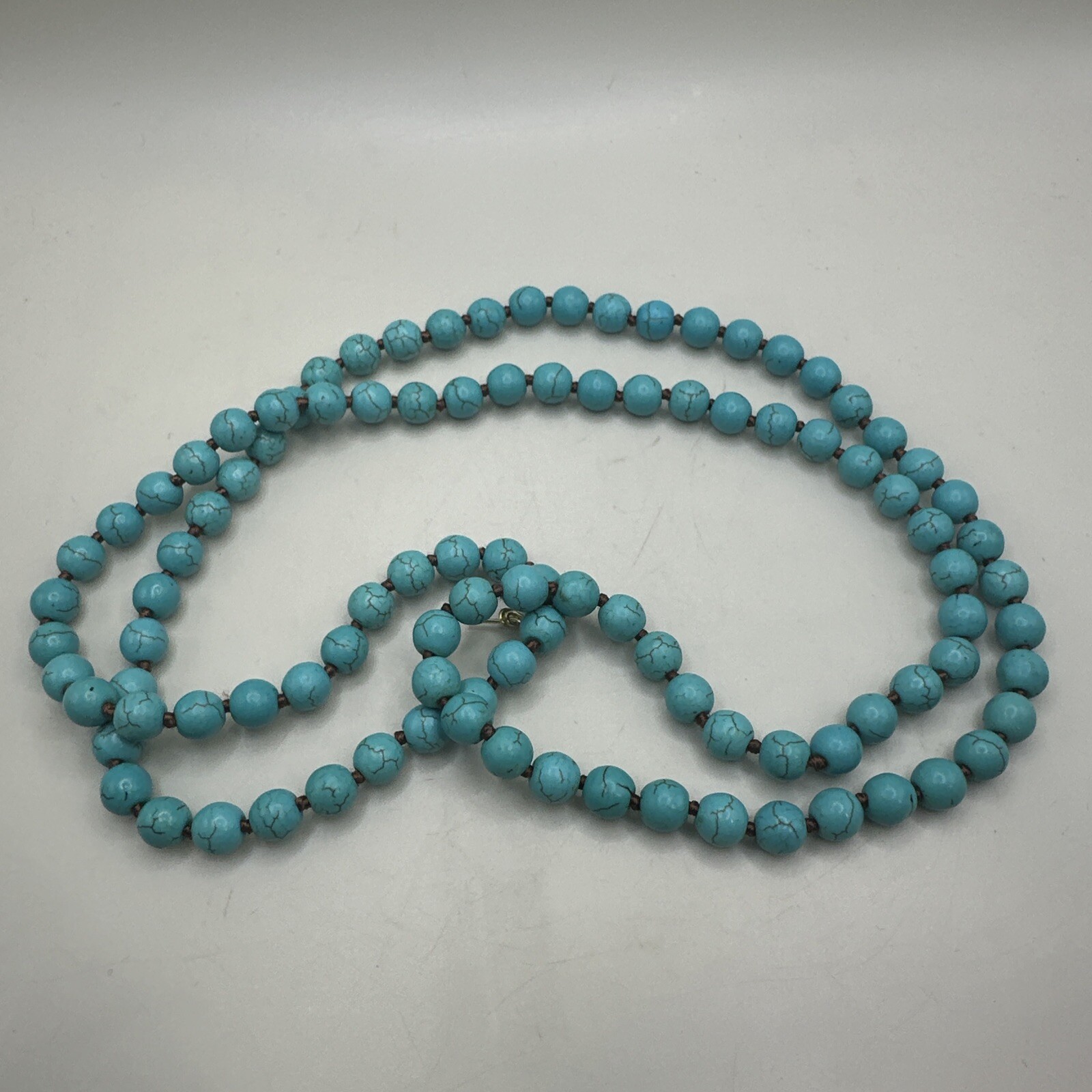 Turquoise Beaded Single Strand 35”Necklace