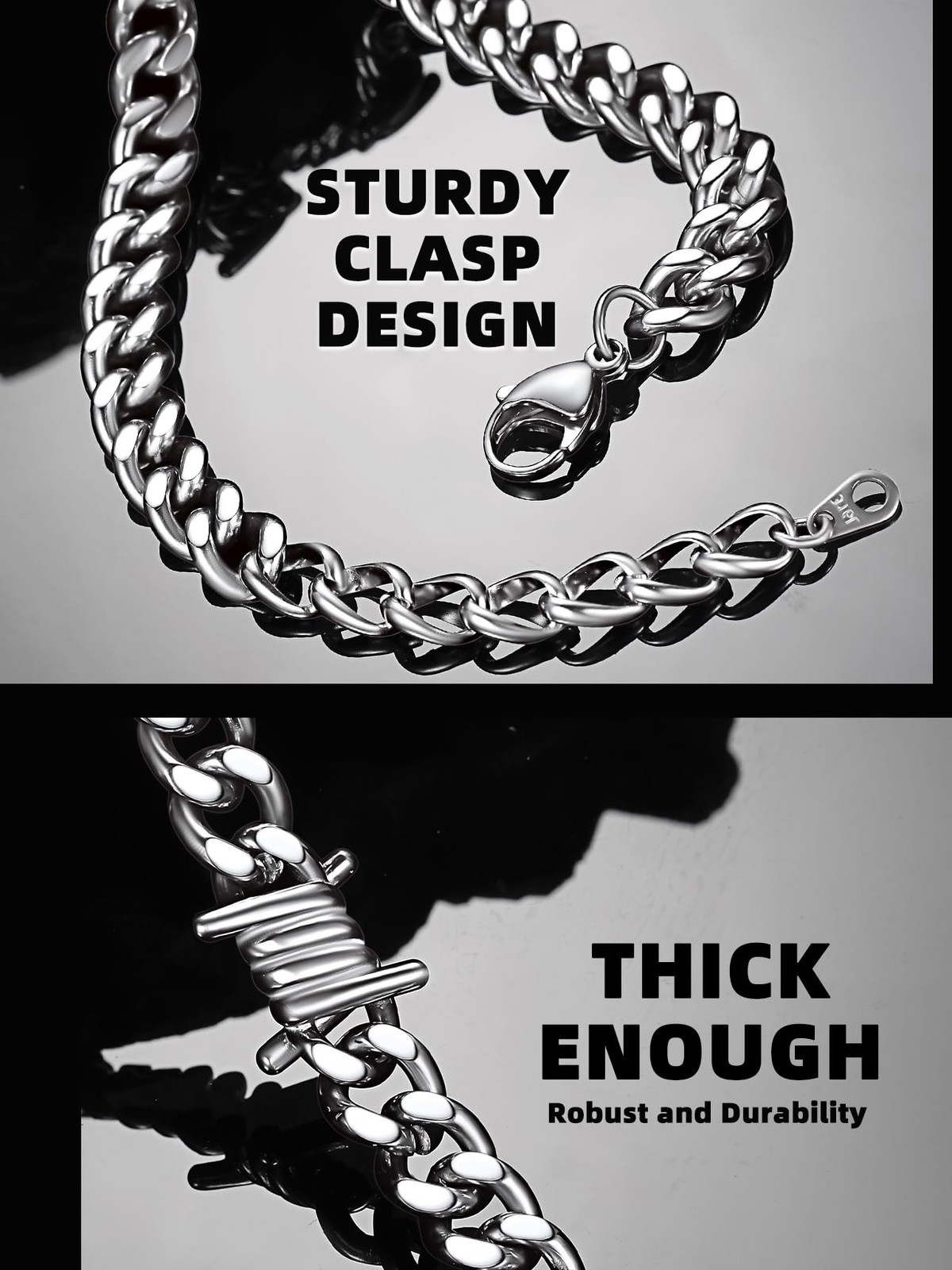 Cool Men Black Barbed Wire Necklace 7mm Thick Heavy Stainless Steel Chain Bla…