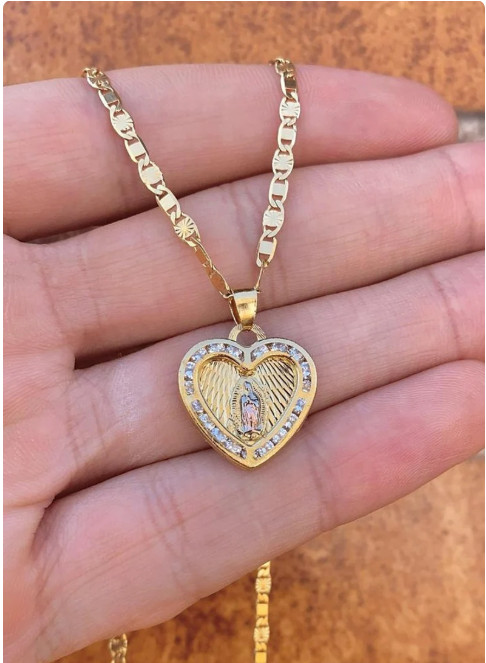 14K Gold Filled Necklace Virgem de Guadalupe Pendant Youth Adults Cadena Jovenes