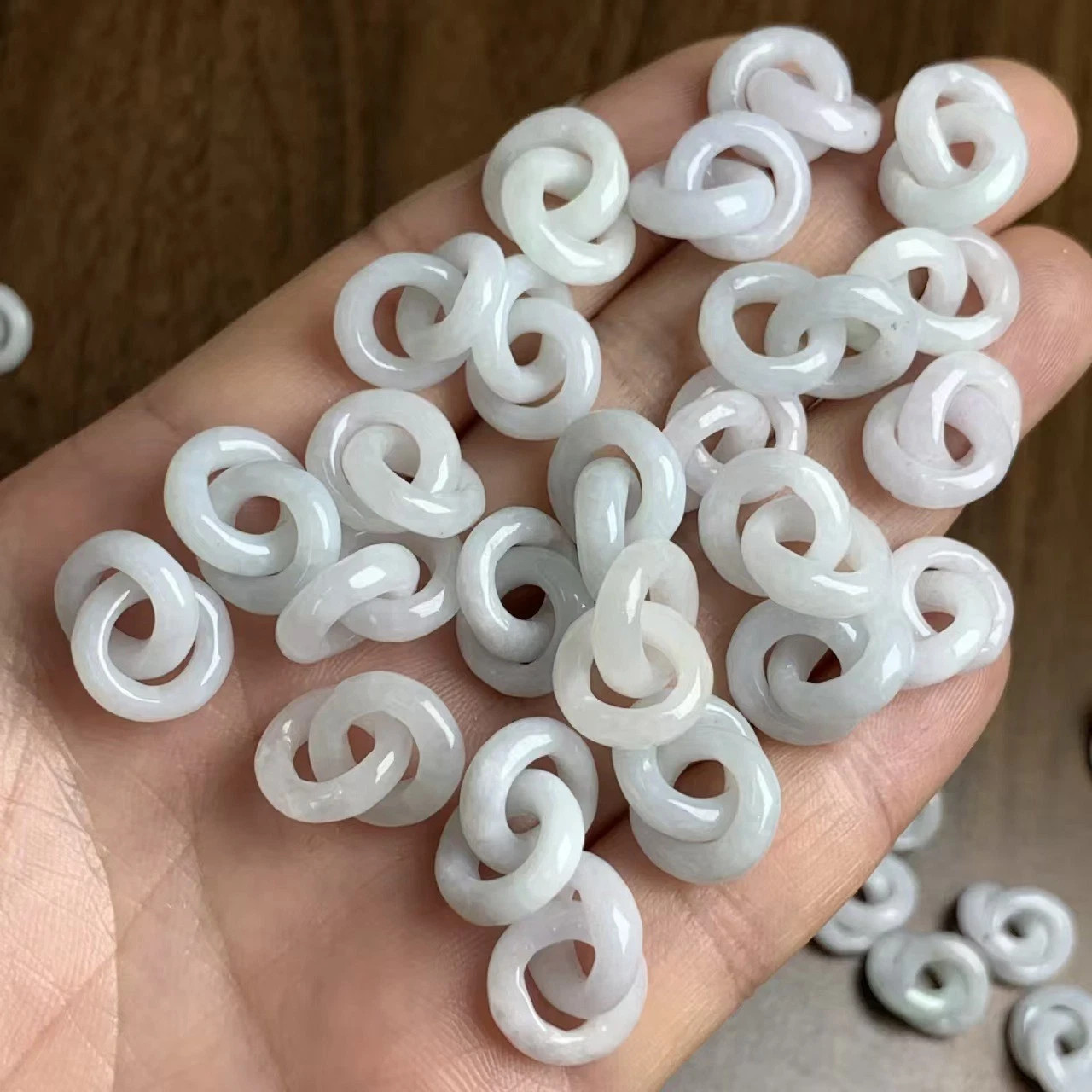 2pcs Real Grade A Natural Jade Jadeite Women Men Circle Beads Diy Pendant