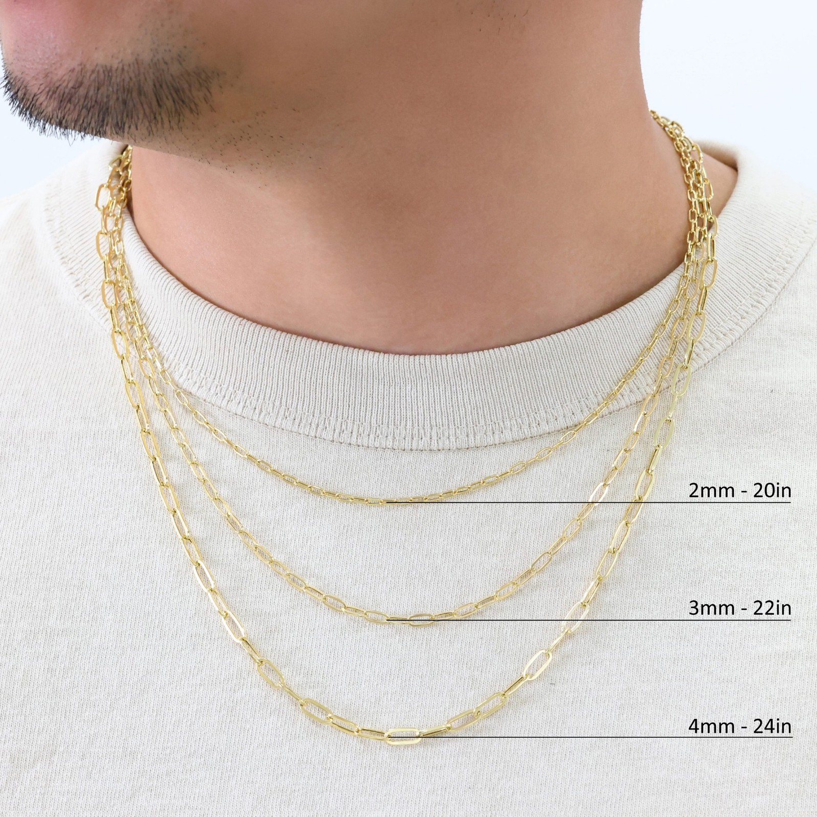 10k Yellow Gold Paperclip 2mm-7mm Chain Cable Rolo Necklace Mens Womens 16″-24″