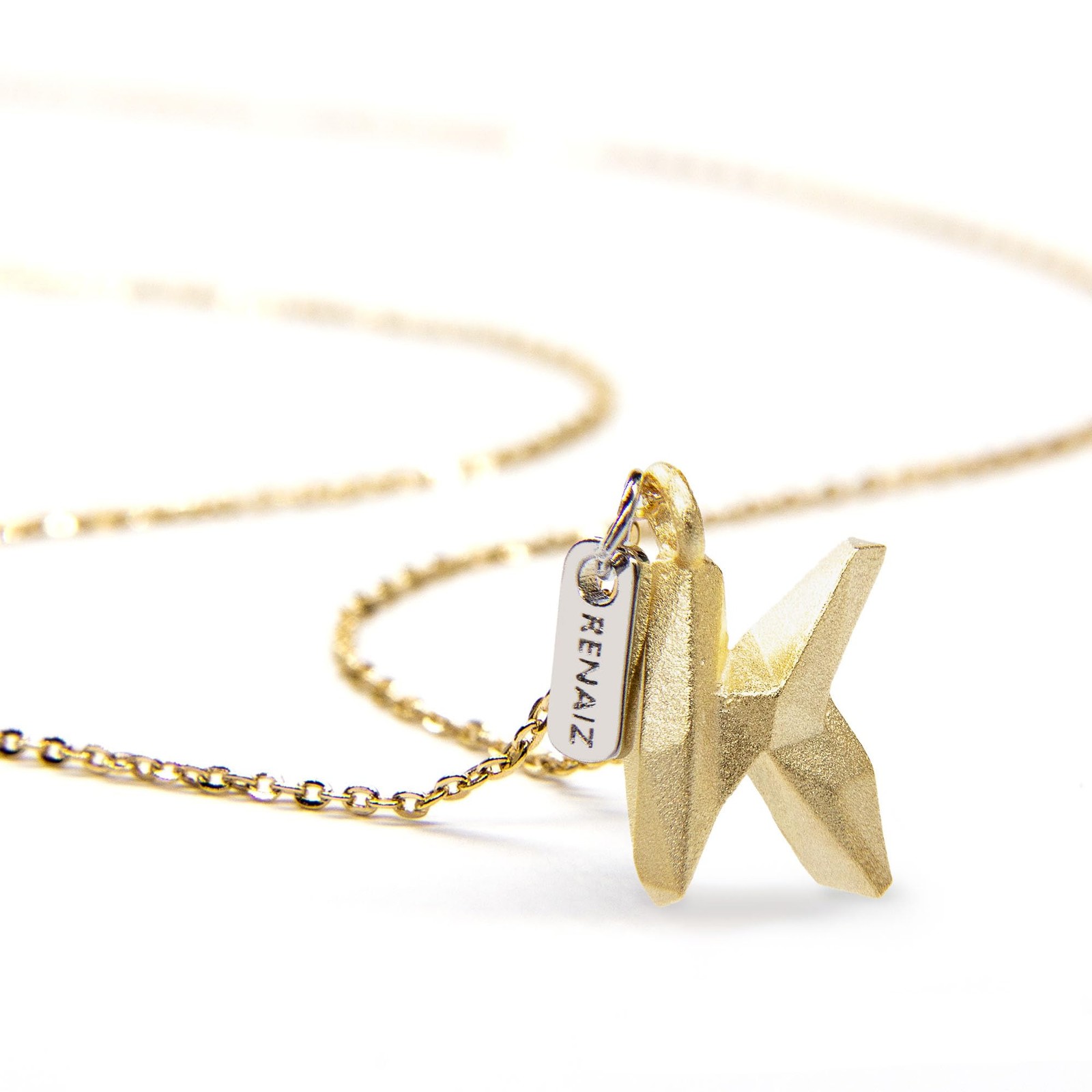 Renaiz Geometric Gold Initial Necklaces for Women, 14-24 inches, Yellow