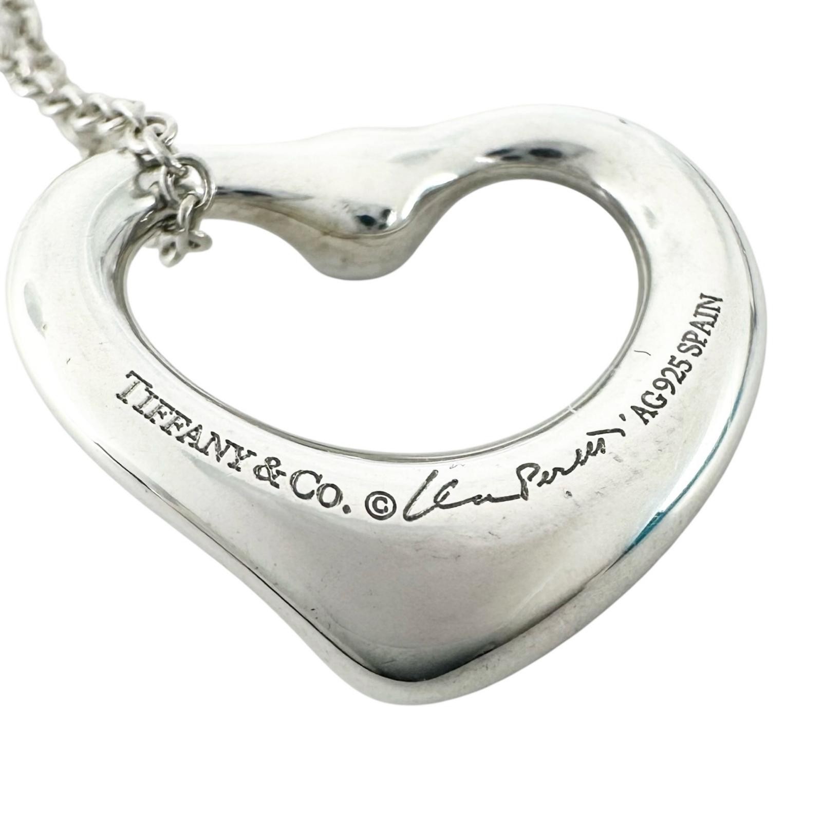 TIFFANY&Co. Elsa Peretti Open Heart Pendant Necklace Silver925/Pink Sapphire…