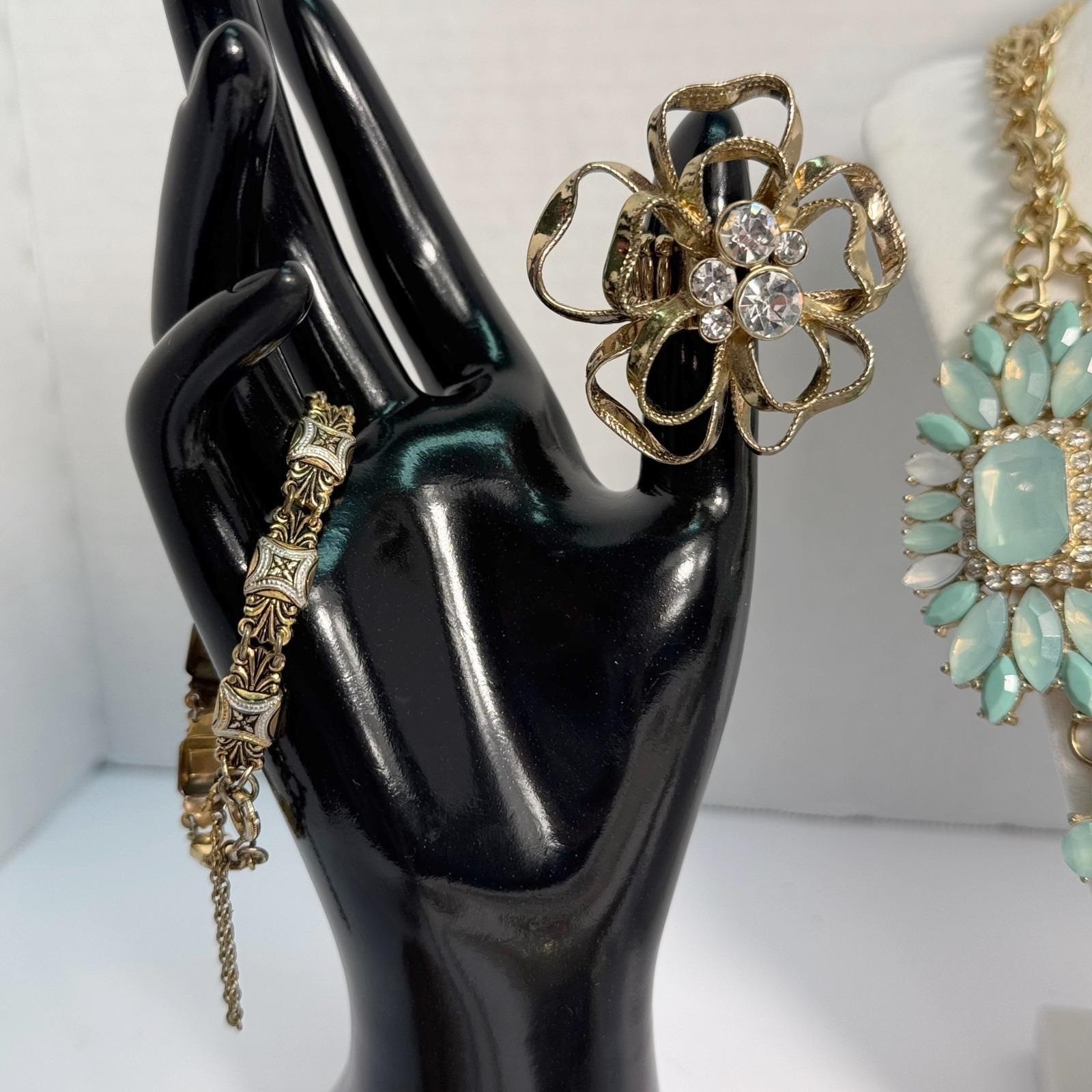 Chunky Statement Necklace Brooch Earrings Ring Jewelry Lot Costume