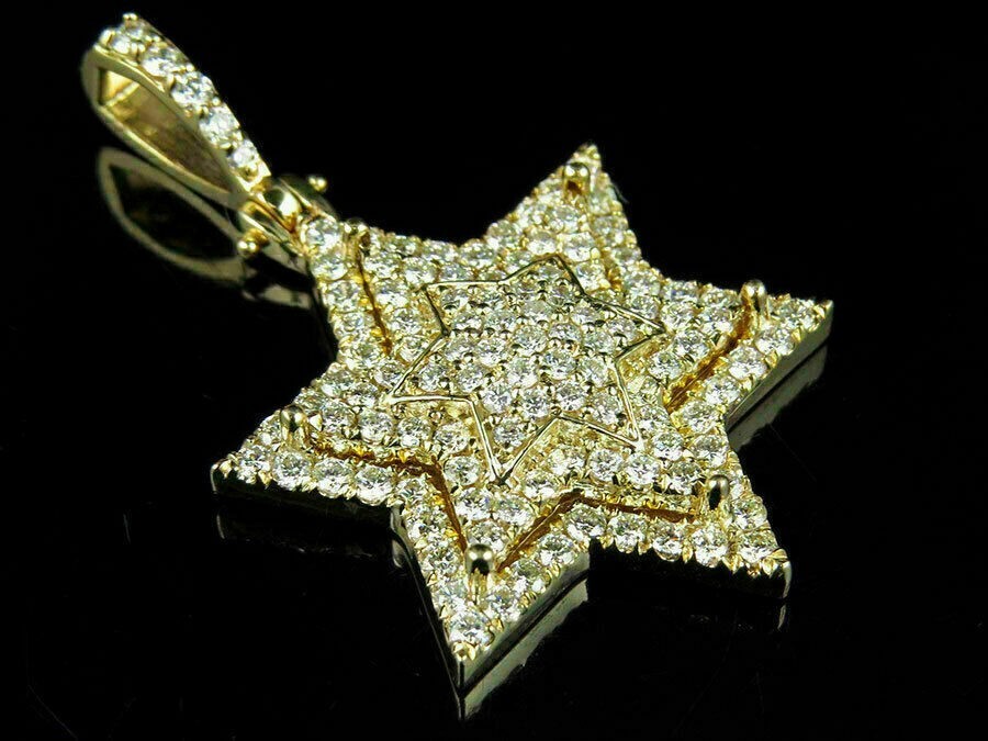3.00 Ct Round Lab Created Diamond Star Of David Pendant 14K Yellow Gold Finish