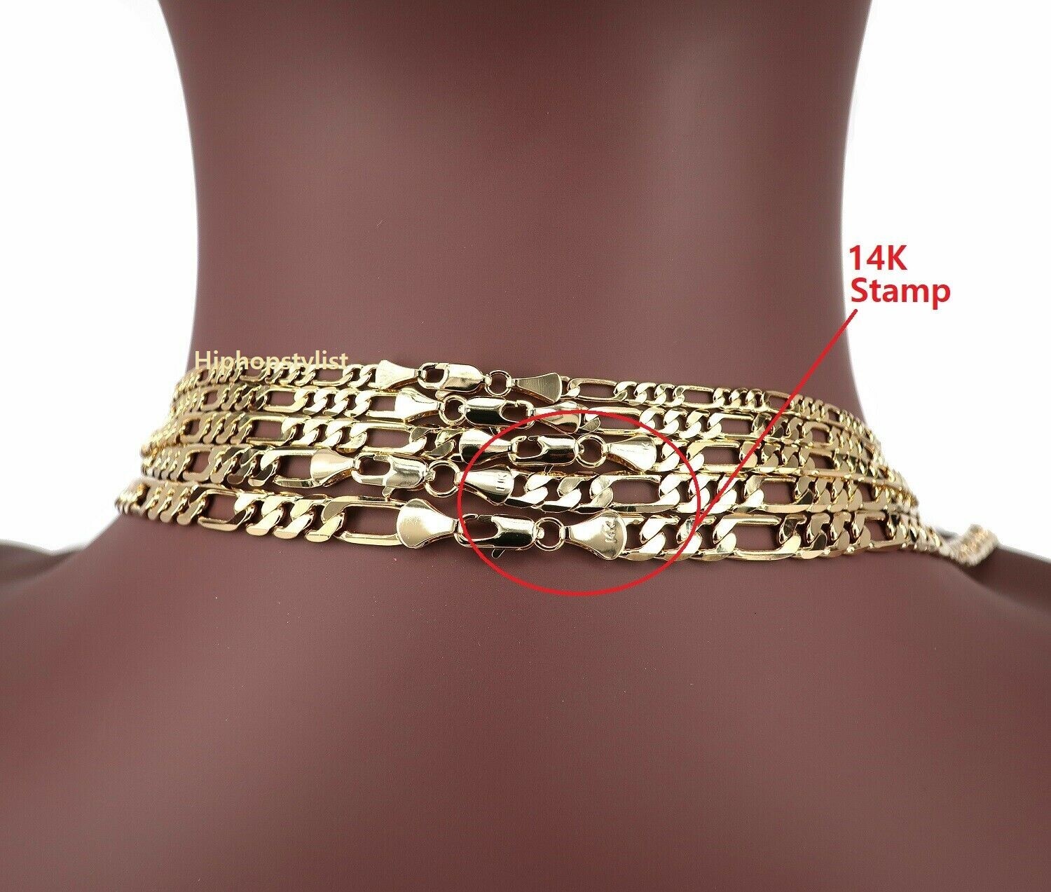 Men’s 14k Italian Figaro Link Chain Necklace & Bracelet 3mm to 10mm Gold Plated