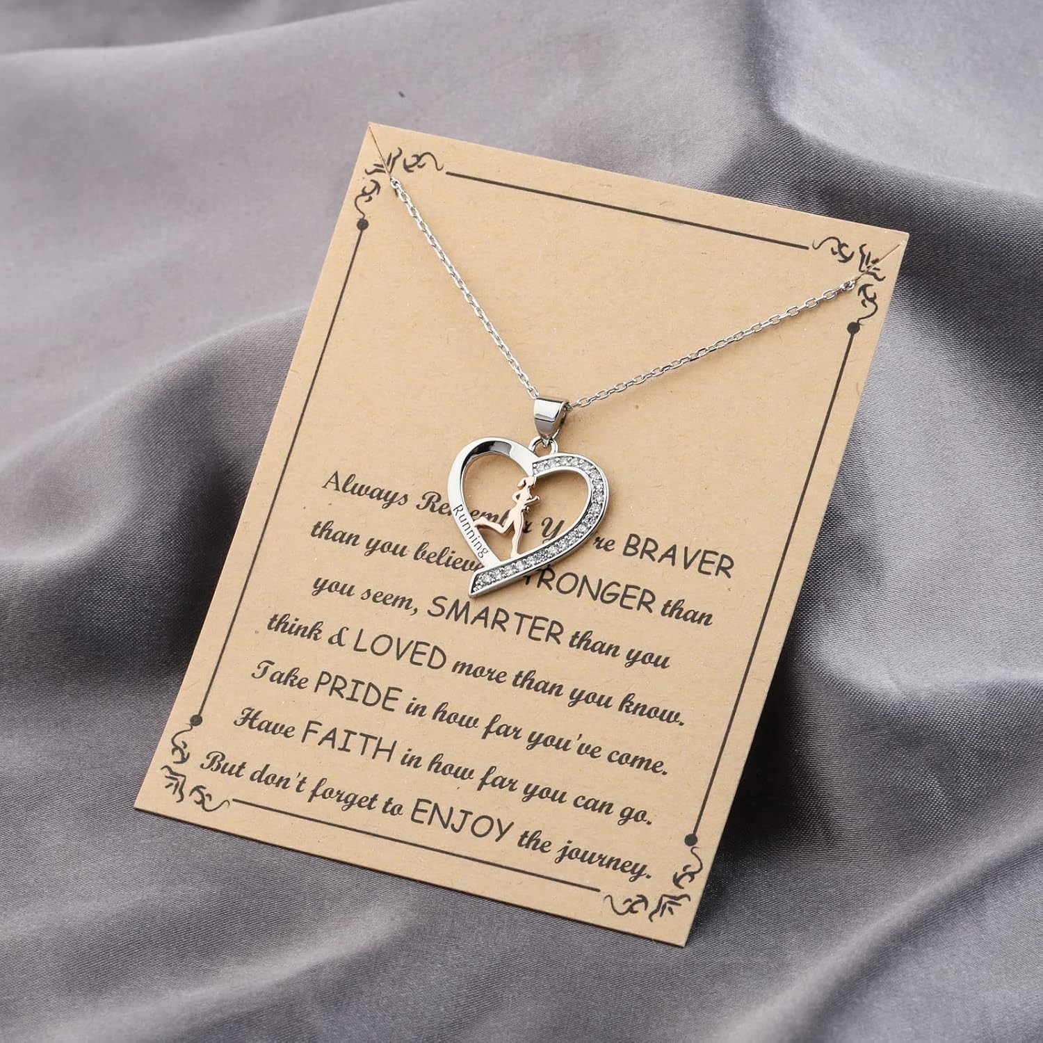 Inspirational Stainless Steel Running Necklace for Women – Adjustable 17+1.97in