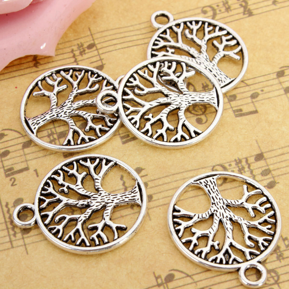 10/20Pcs Tibetan ‘Tree of Life Circle’ Charms Pendants For Jewelry Finding
