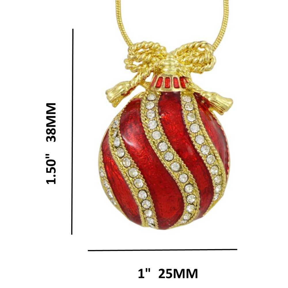 Red Christmas Ornament Pendant on Gold Chain – XP348N