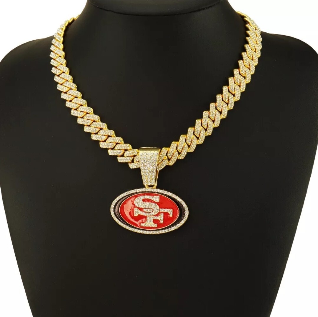 SAN FRANCISCO 49ERS Bling Hip Hop Pendant Gold 24″ Chain