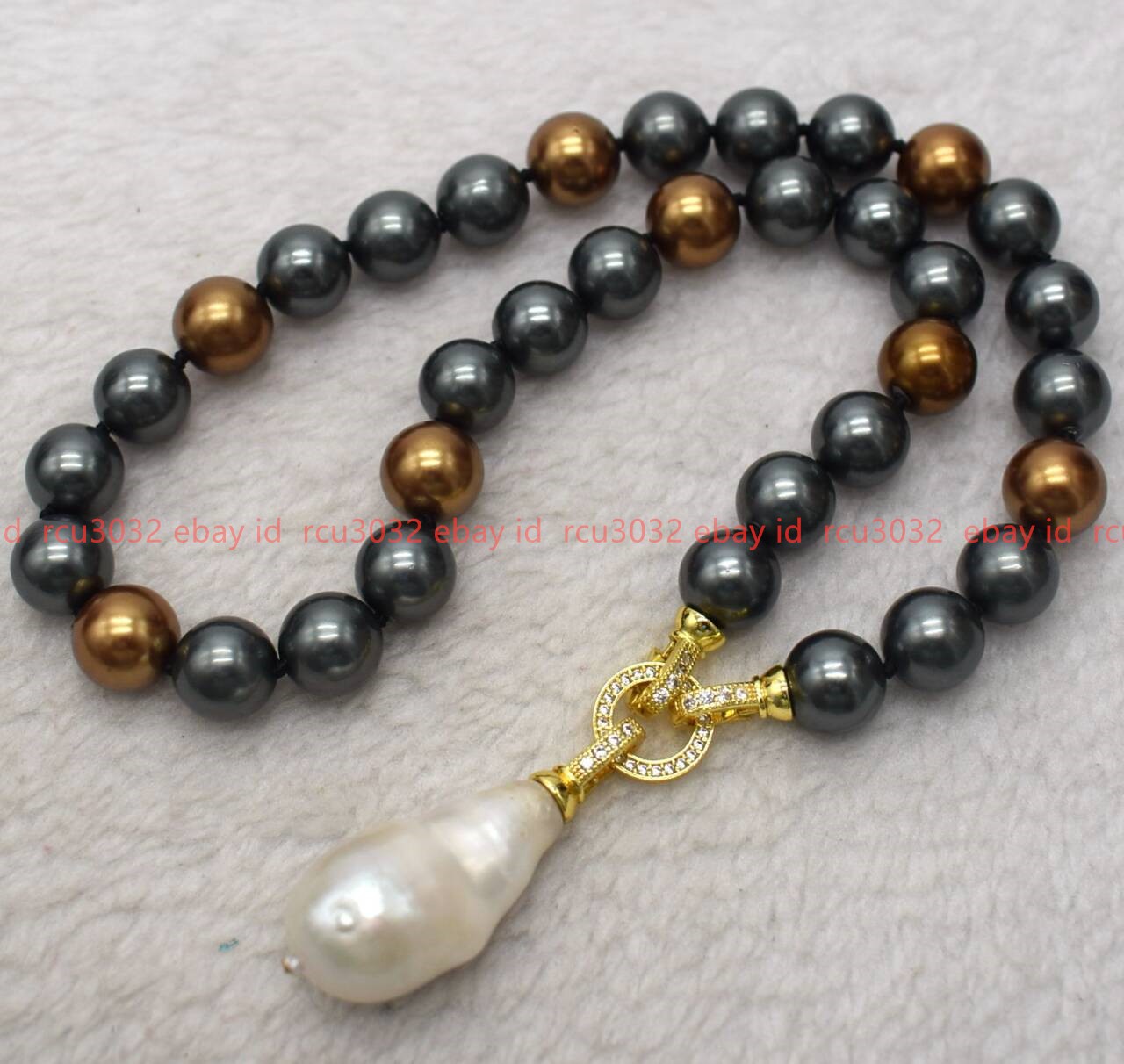 New Beautiful 8/10/12mm Grey Brown Shell Pearl Baroque Pendant Necklace 16-28 In