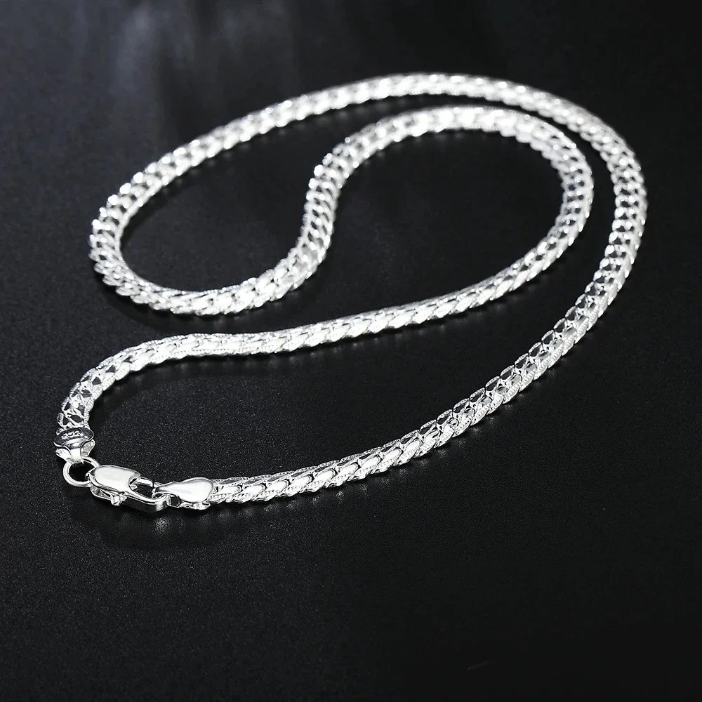 925 Sterling Solid Silver Chain Necklace Jewelry for Women Men Fashion Gift