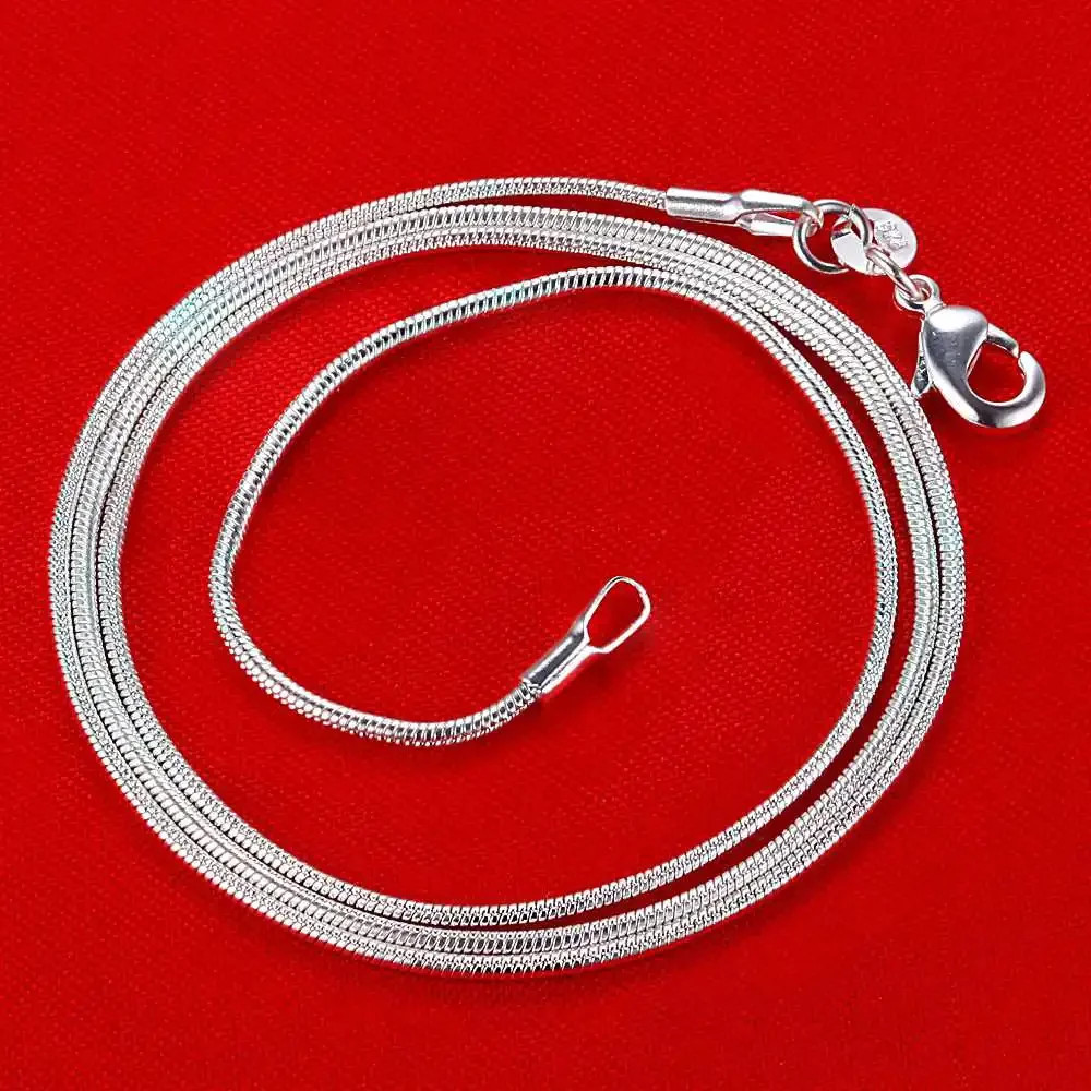 Snake Chain Necklace 925 Sterling Silver Chain 1Mm 16-30Inch High Quality