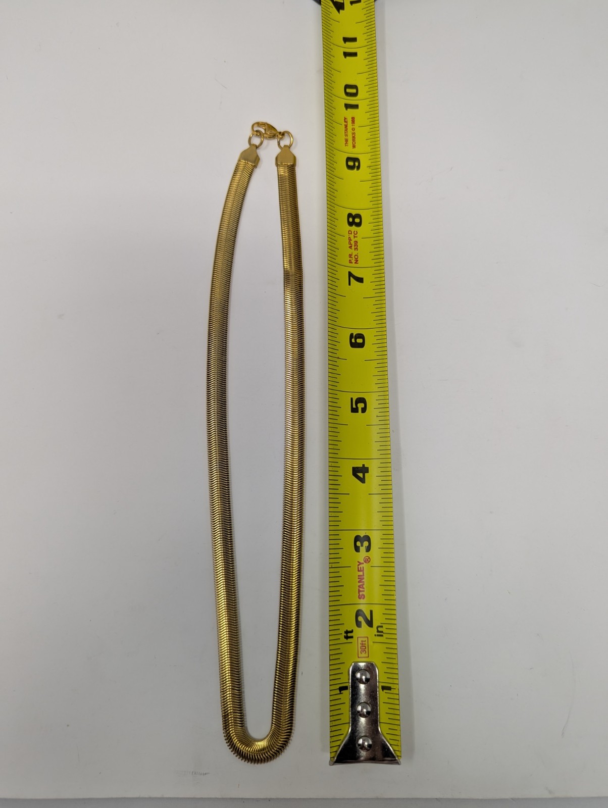 Gold Tone 316L Stainless Steel Herringbone Chain Necklace 18″ Wide Flat Link