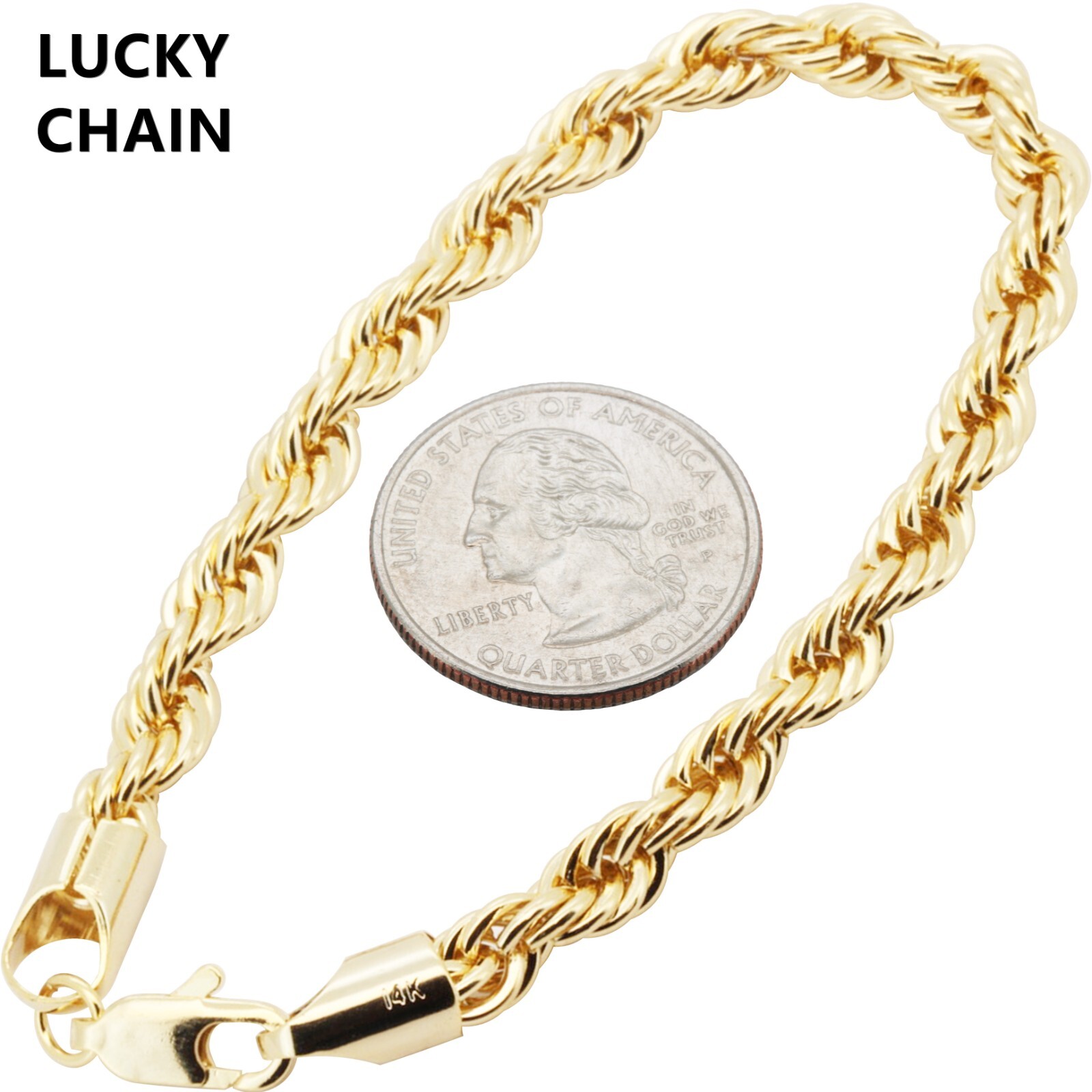 8”16”18”20”22”24”14K GOLD FILLED SOLID ROPE CHAIN NECKLACE 6mm 18g-60g H5