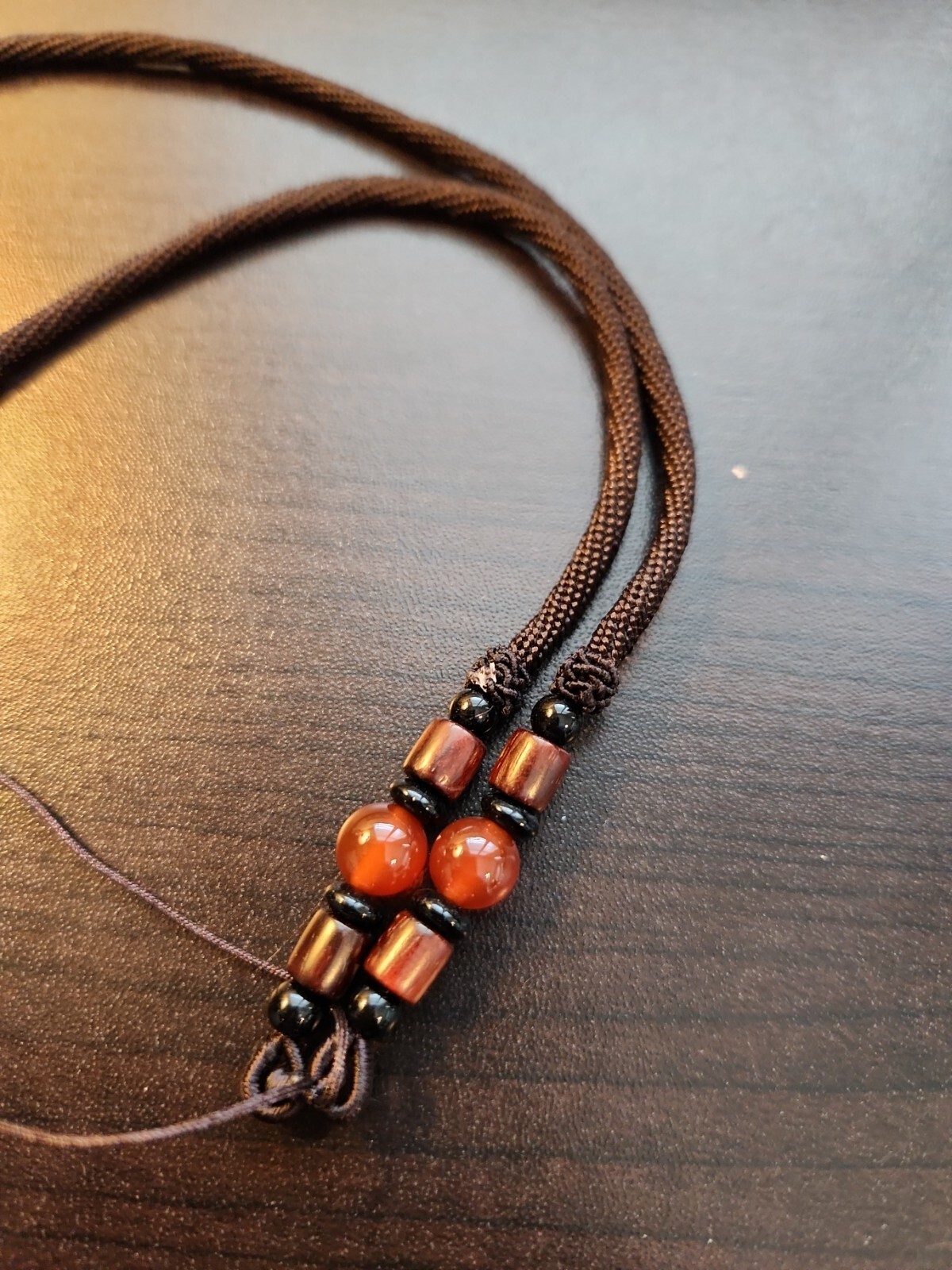 Braided String Rope Cord Necklace & Cornelian Stone for DIY Jade Crystal Pendant