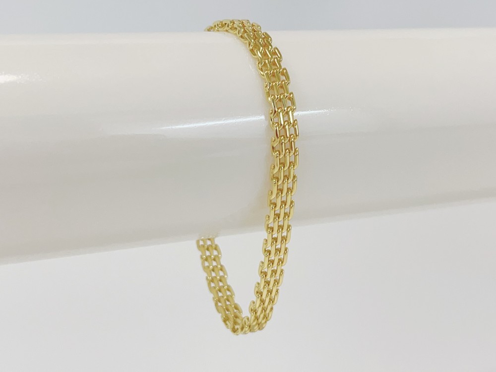 Real 14K Yellow Gold Multiple Layer Bracelet Chain Solid Link Jewelry Gift 6mm