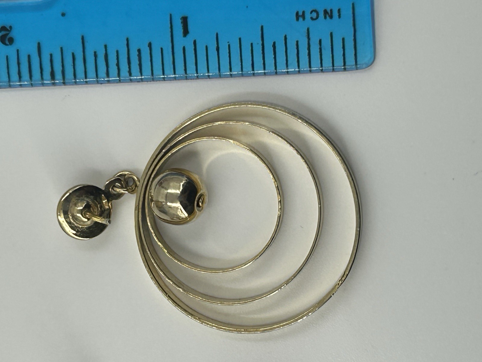 Gold Tone Triple Hoop Dangle Earrings Polished Gold Tone Pierced 1 3/4 Inch
