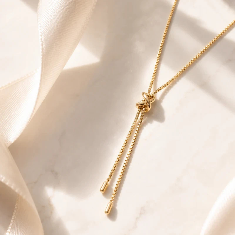 Bolo Necklace 18K Gold Plated Adjustable Sliding Chain Hypoallergenic