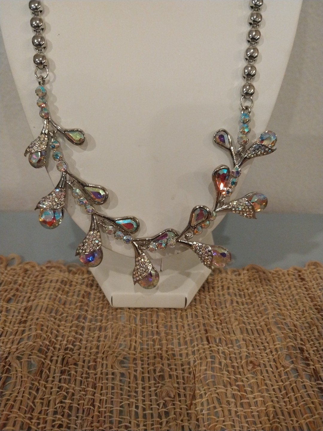 GORGAURORA BOREALIS Color Glass, Multi Color Austrian Crystal Necklace (20-22″)