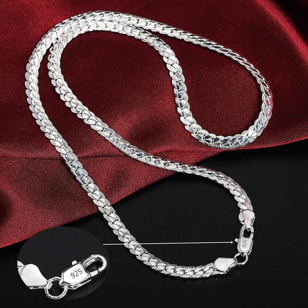 925 Sterling Solid Silver Chain Necklace Jewelry for Women Men Fashion Gift