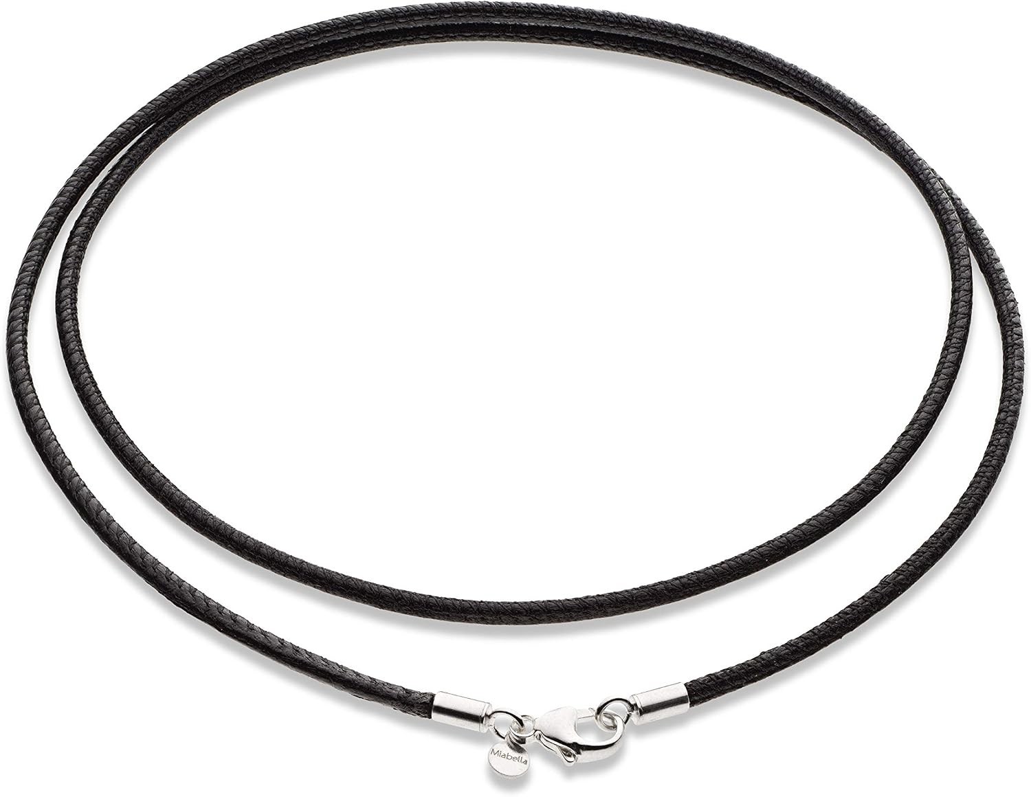 Elegant 18-Inch Black or Brown Leather Cord Necklace with Sterling Silver Clasp