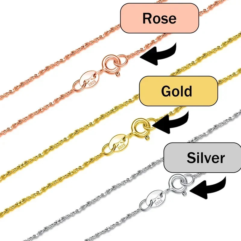 Trustdavis 925 Silver Wavy Mesh Chain Beaded Necklace