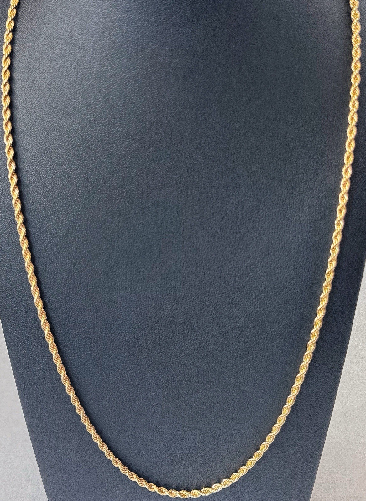 2.5 mm Rope Chain 24 Inch Rich Gold Tone Classic Unisex Minimalist Necklace