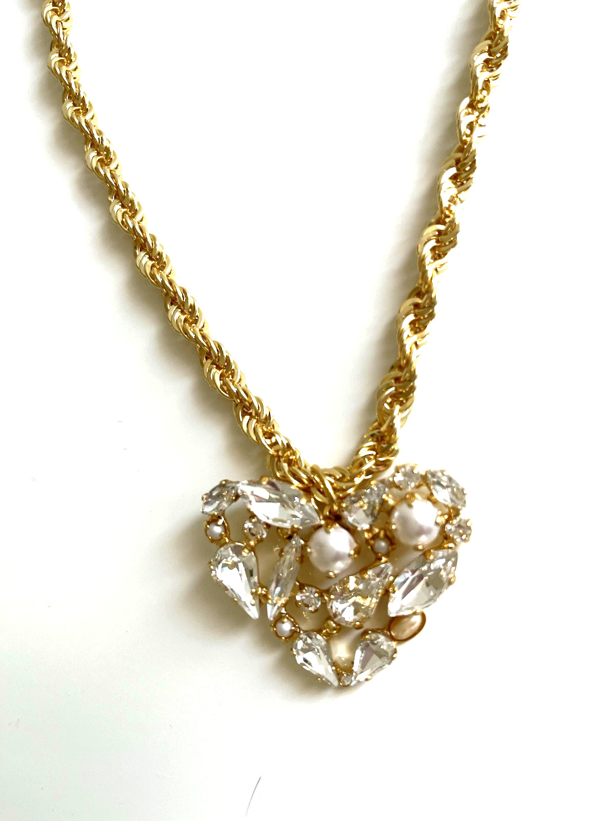 Sorrelli Chunky Crystal Heart Pendant Necklace in Modern Pearl NWT $150.00