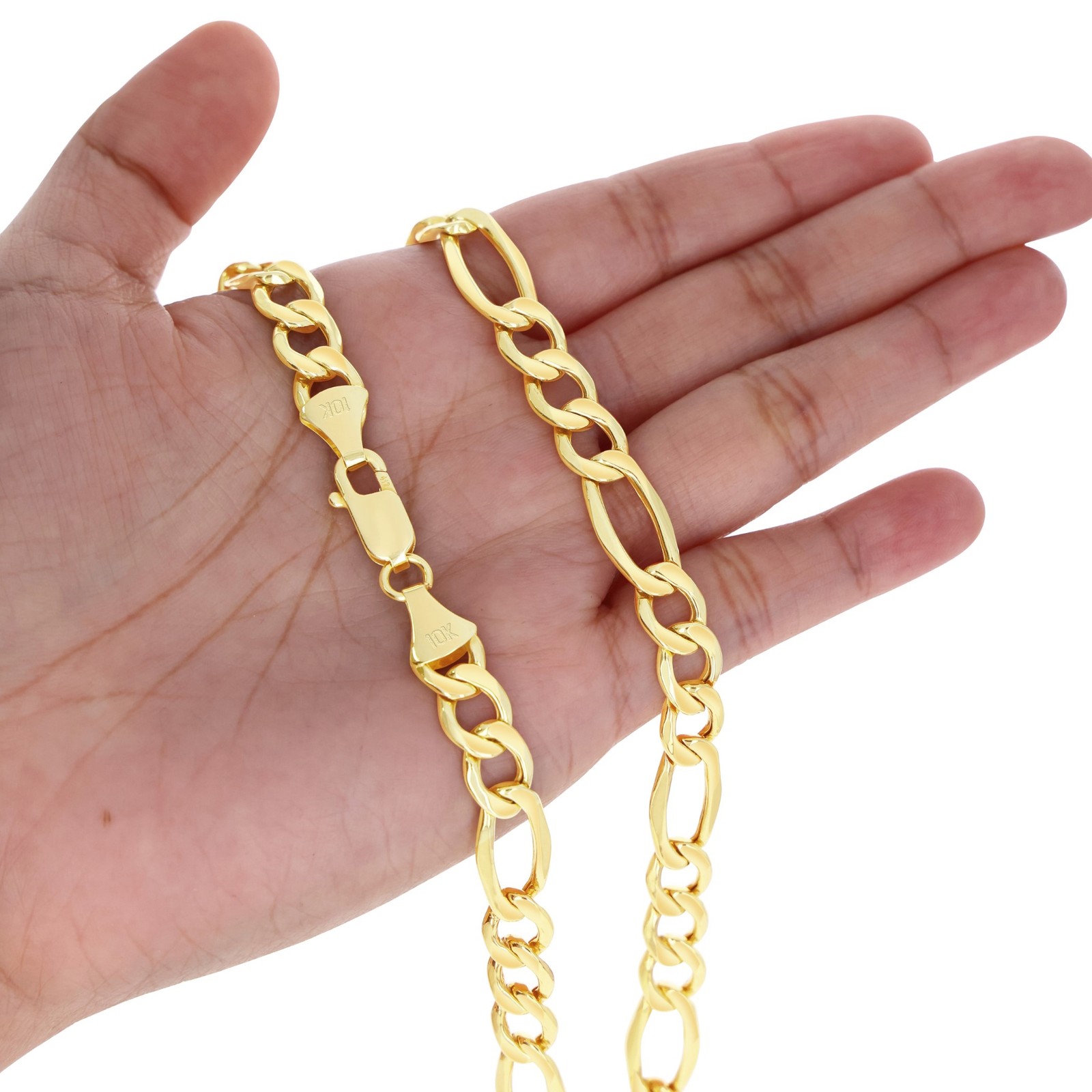 10K Real Yellow Gold 2mm-9mm Figaro Chain Link Pendant Necklace Bracelet 7″- 30″