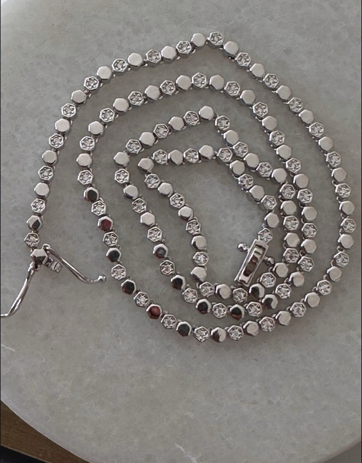 Honeycomb Choker Necklace AAA+ Real Zirconia Platinum Plated Luxury Jewelry