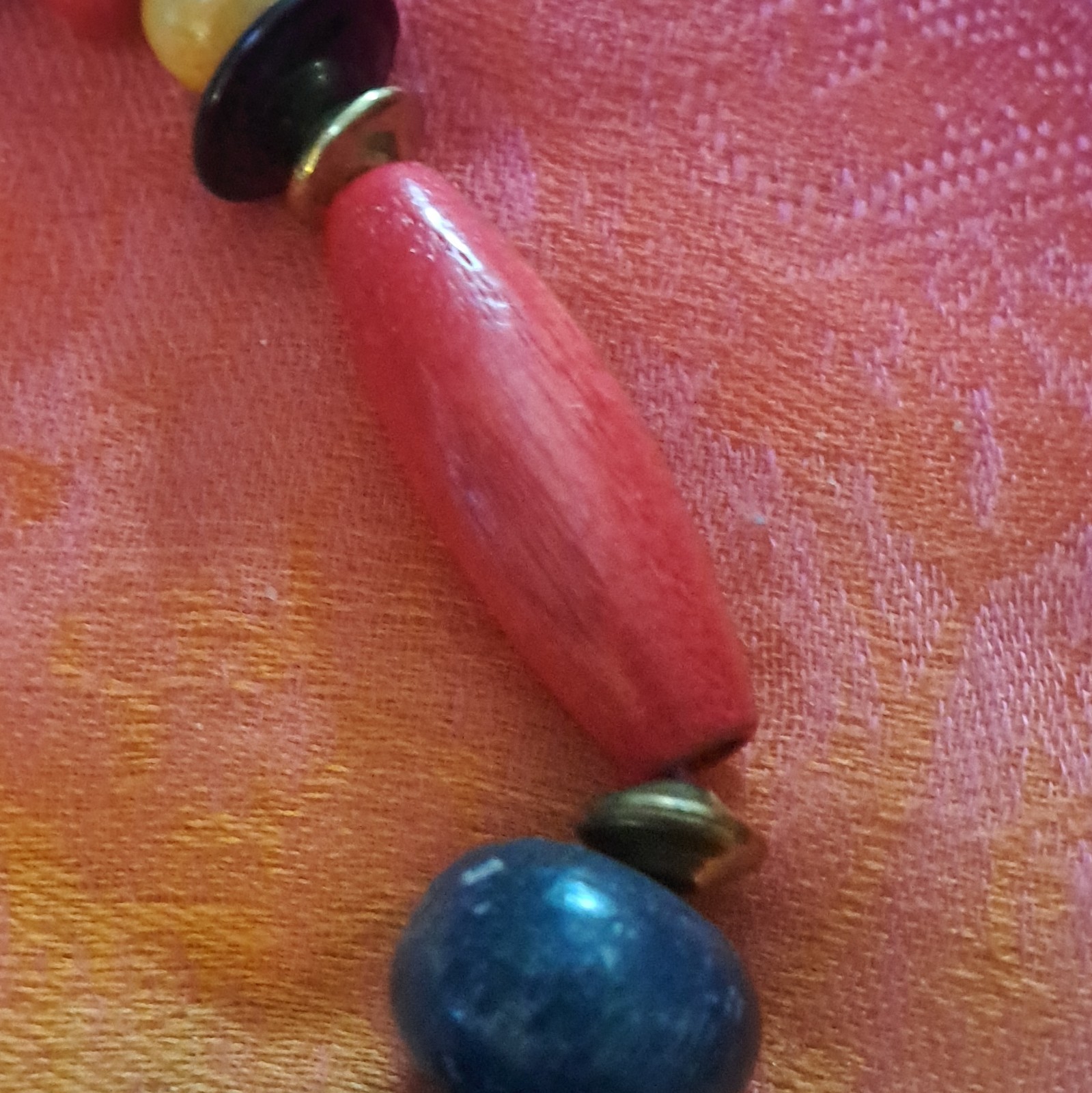 Multicolor Wood Beaded Necklace Strand, Bead Chain, No Stone