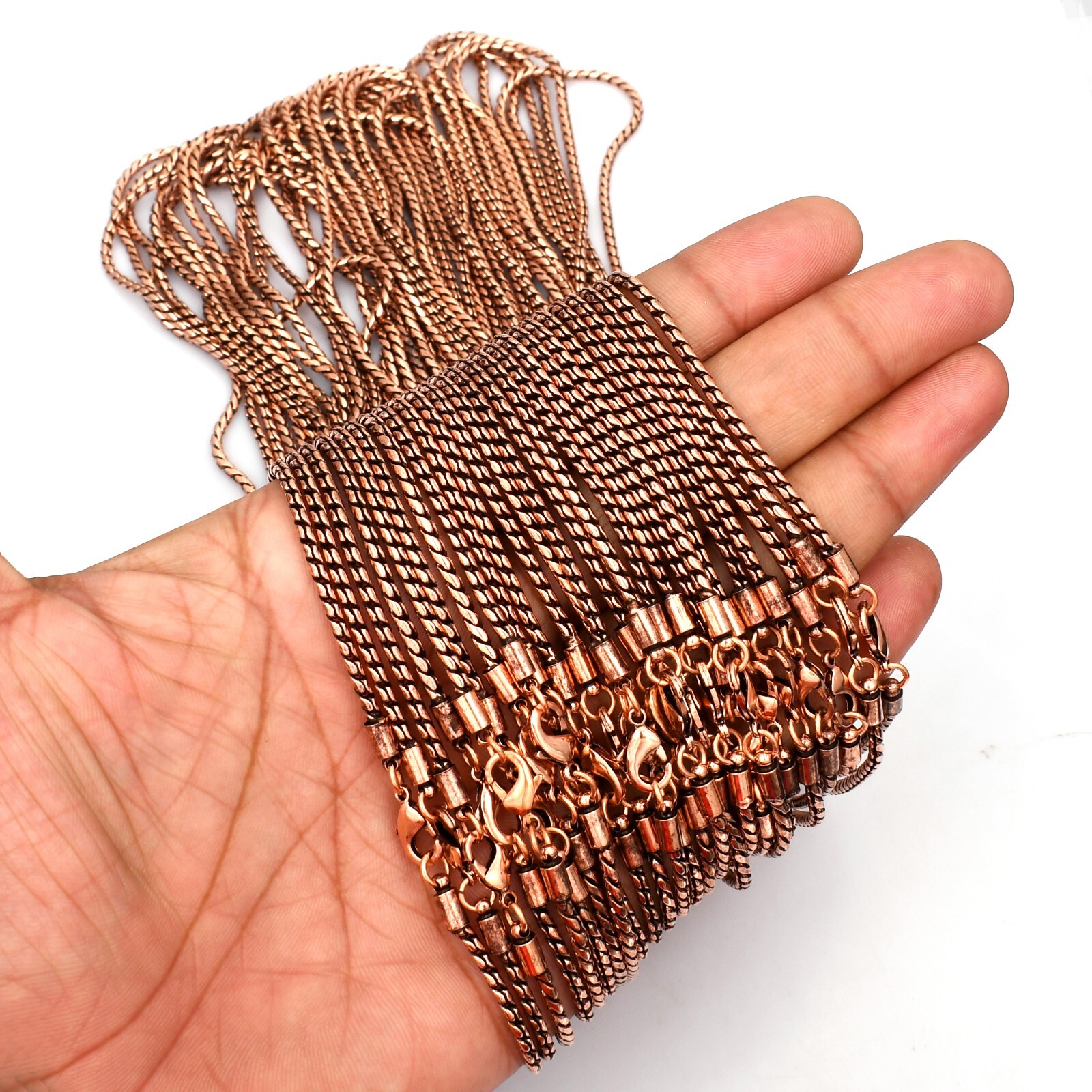 24″ Copper Bead 25 Pic Chain With Hook or Lobster Clasp,Solid High Finished lot