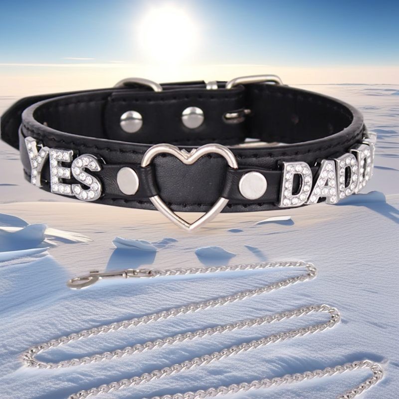 SEX WIFE Choker DIY BDSM Gift Necklace Heart Custom Collar Chain Metal Leash S4