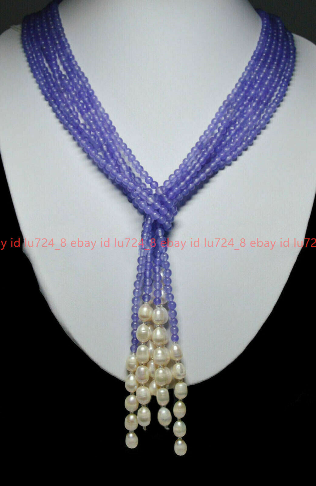 Long 50″ Charming 3 Strands 4mm Alexandrite Gems Beads & White Pearl Necklaces