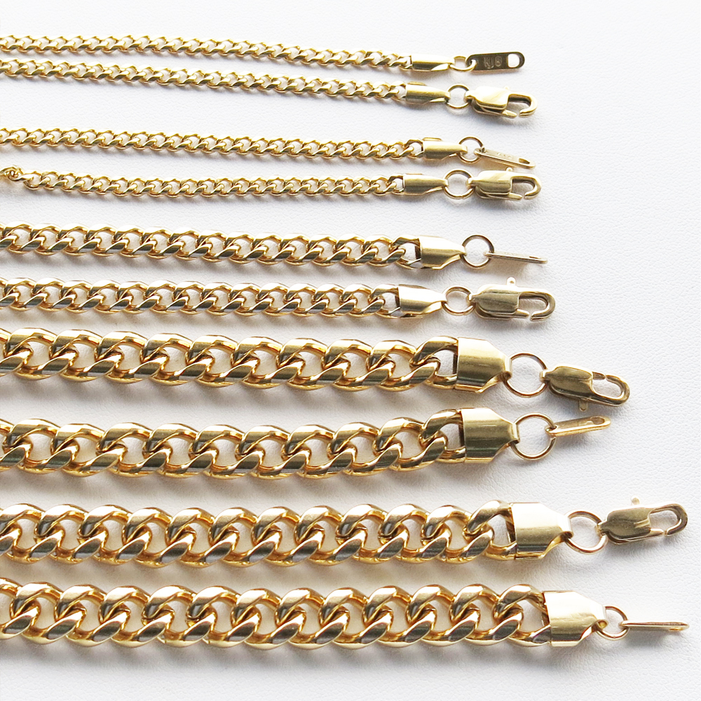 18K Gold Plated Cuban/Curb Link Chain Necklace or Bracelet