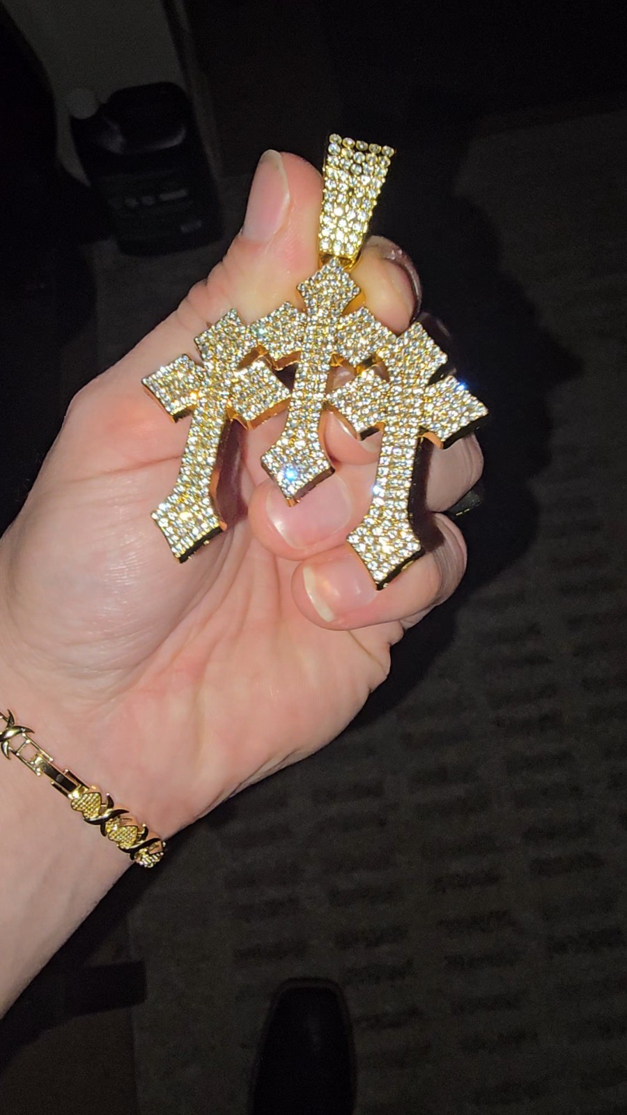 Gold Triple Cross Cz Cross Pendant Hip Hop – Religious