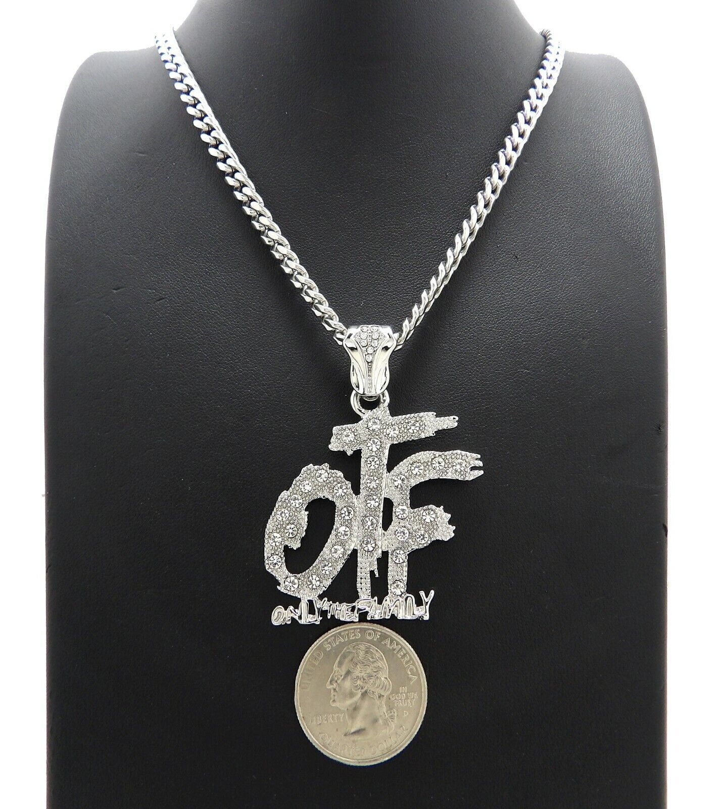 Only the Family OTF Pendant 7mm 18″ ~ 30″ Cuban Chain Stainless Steel Necklace