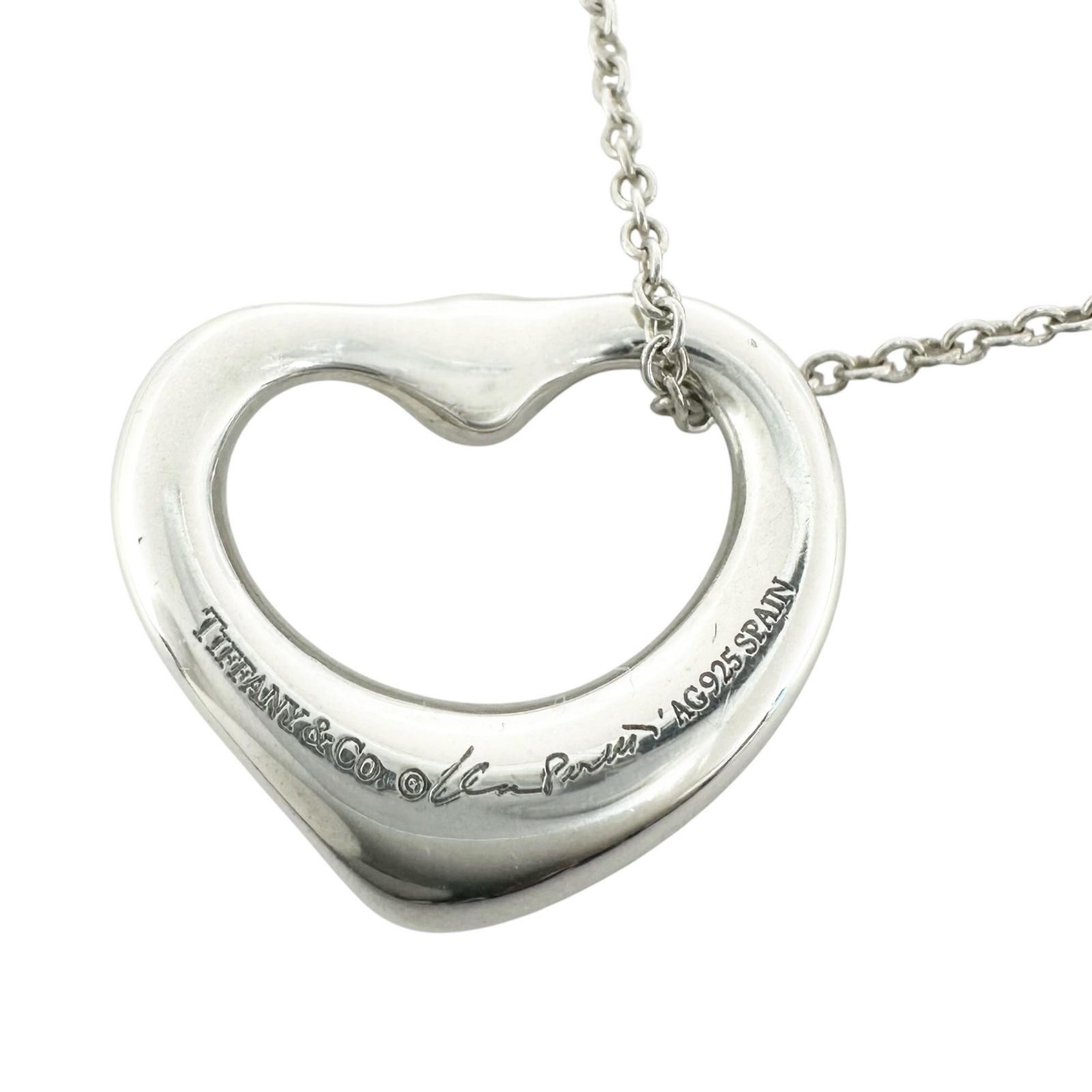 TIFFANY&Co. Elsa Peretti Open Heart Pendant Necklace Silver925/Pink Sapphire…