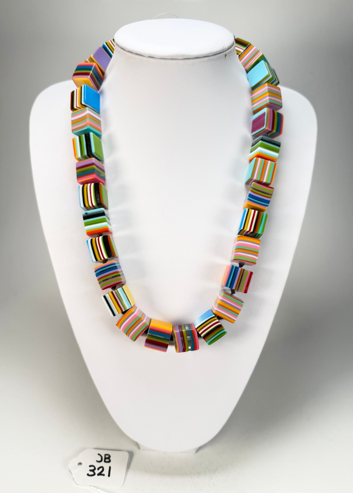 Jackie Brazil “POP” Liquorice Mix Colours Small Cubes 65cm Necklace ( N0046 )