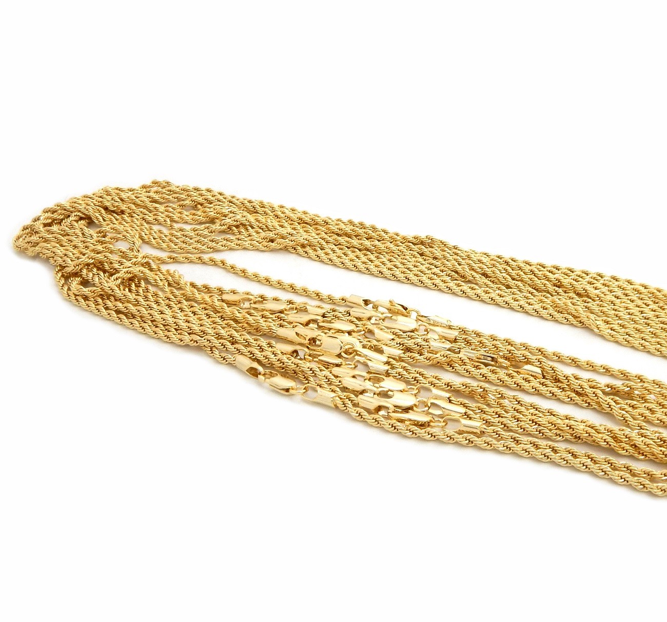12 Piece Rope Chain Necklace 2.5mm 8″ 16″ 18″ 20″ 22″ 24″ 26″ 30″ Wholesale lot