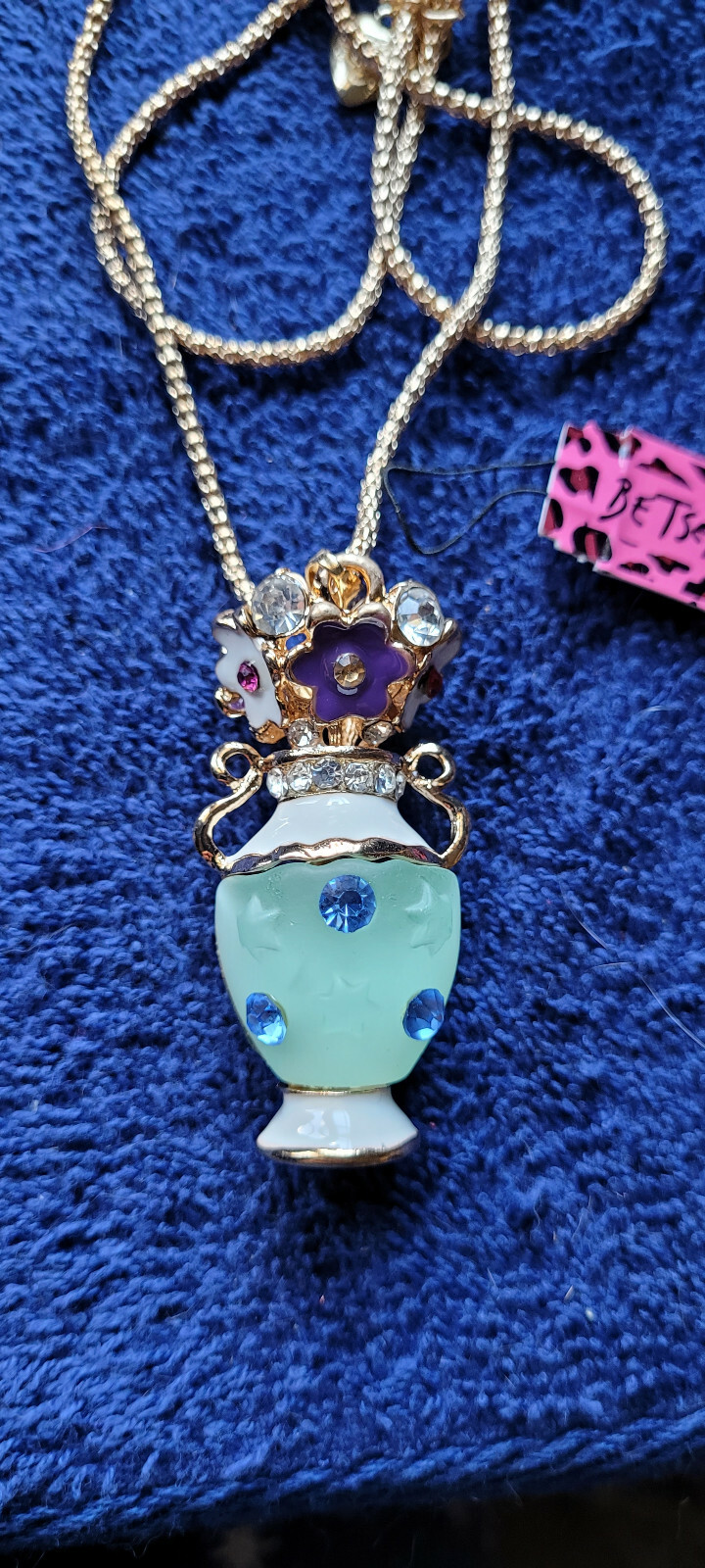 New Betsey Johnson Necklace Vase Flowers Multicolor Spring Summer Collectile