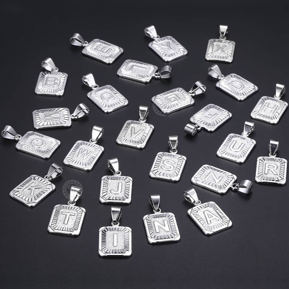 White/Yellow Gold Filled ALPHABET Initial Letter A-Z Pendant Charm Hot Wholesale