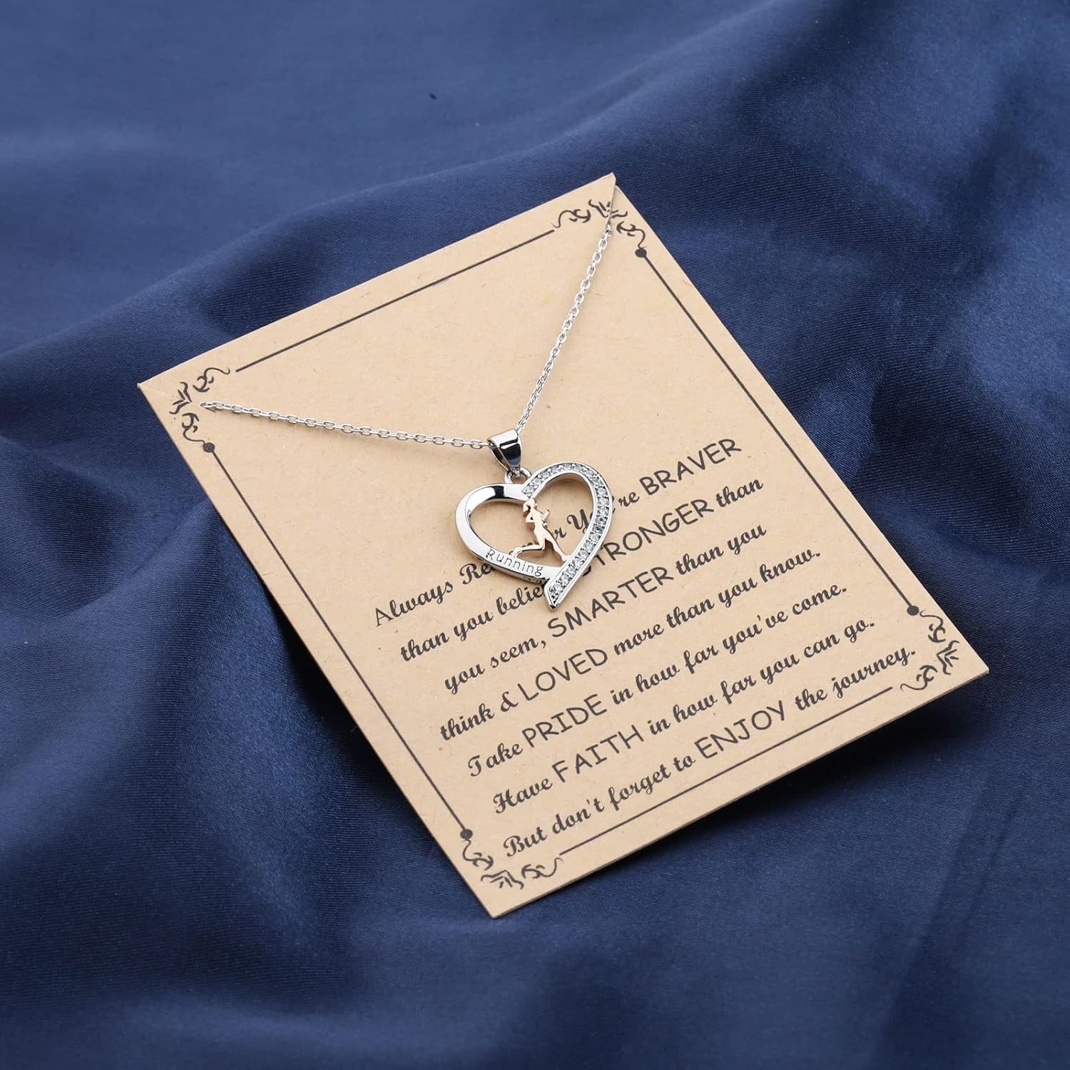 Inspirational Stainless Steel Running Necklace for Women – Adjustable 17+1.97in