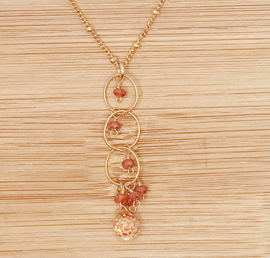 14k Gold-filled Knot Necklace with Champagne Crystals