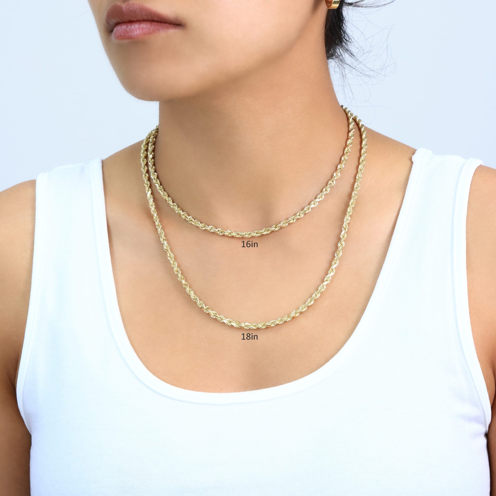 18k Yellow Gold 4mm Diamond Cut Rope Chain Italian Necklace Mens Womens 16″-28″