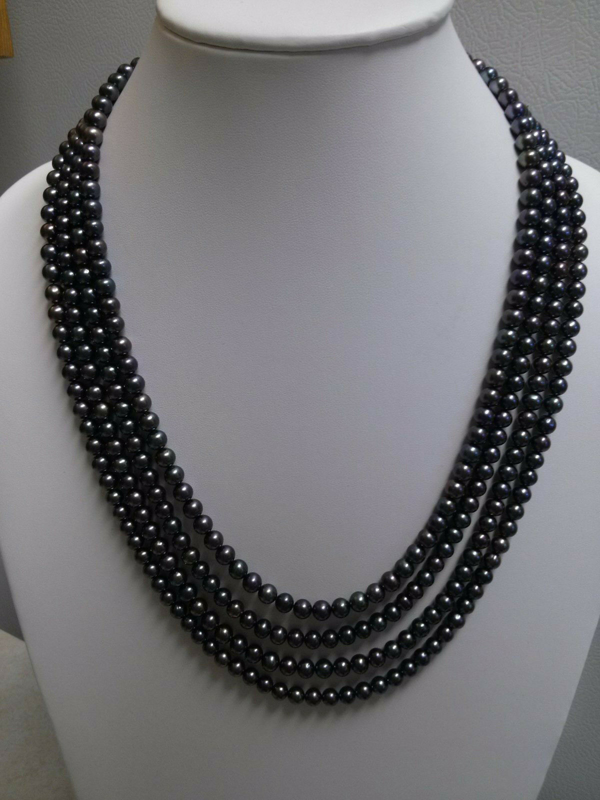 Beautiful 100 Inch Natural Black Freshwater Pearl Long Necklace 6-7mm