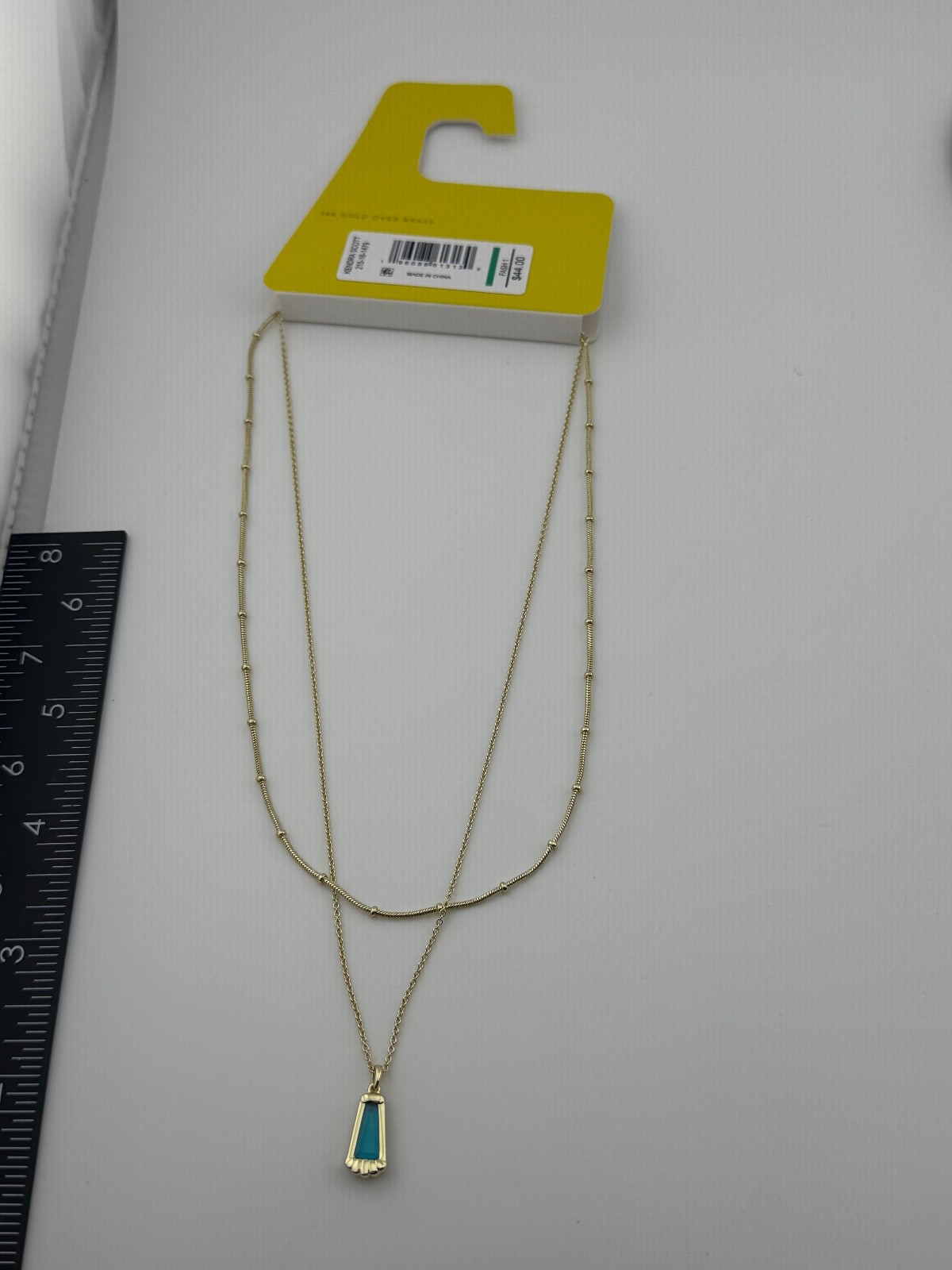 Kendra Scott Serena Multi Strand Gold Tone Necklace Matte Blue Dichroic Glass